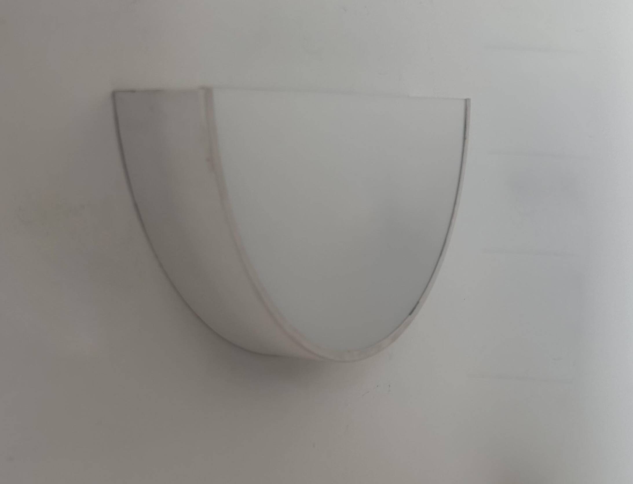 Vintage half-circle wall lamp, white lacquered metal and opaline glass, France 1970