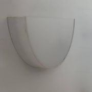 Vintage half-circle wall lamp, white lacquered metal and opaline glass, France 1970