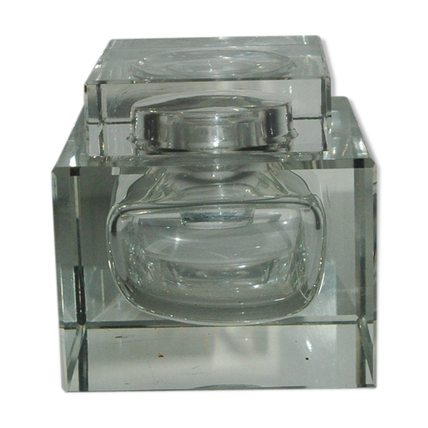 Art-deco crystal czech inkwell