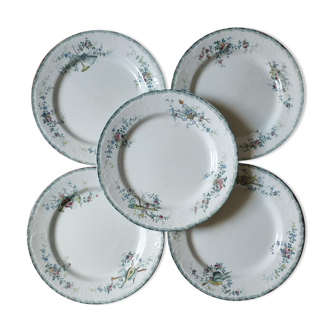 Set of 5 flat plates in HB & Co earthenware