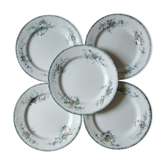 Lot de 5 assiettes plates en faïence HB & Co