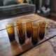 6 amber liqueur glasses from the 70s