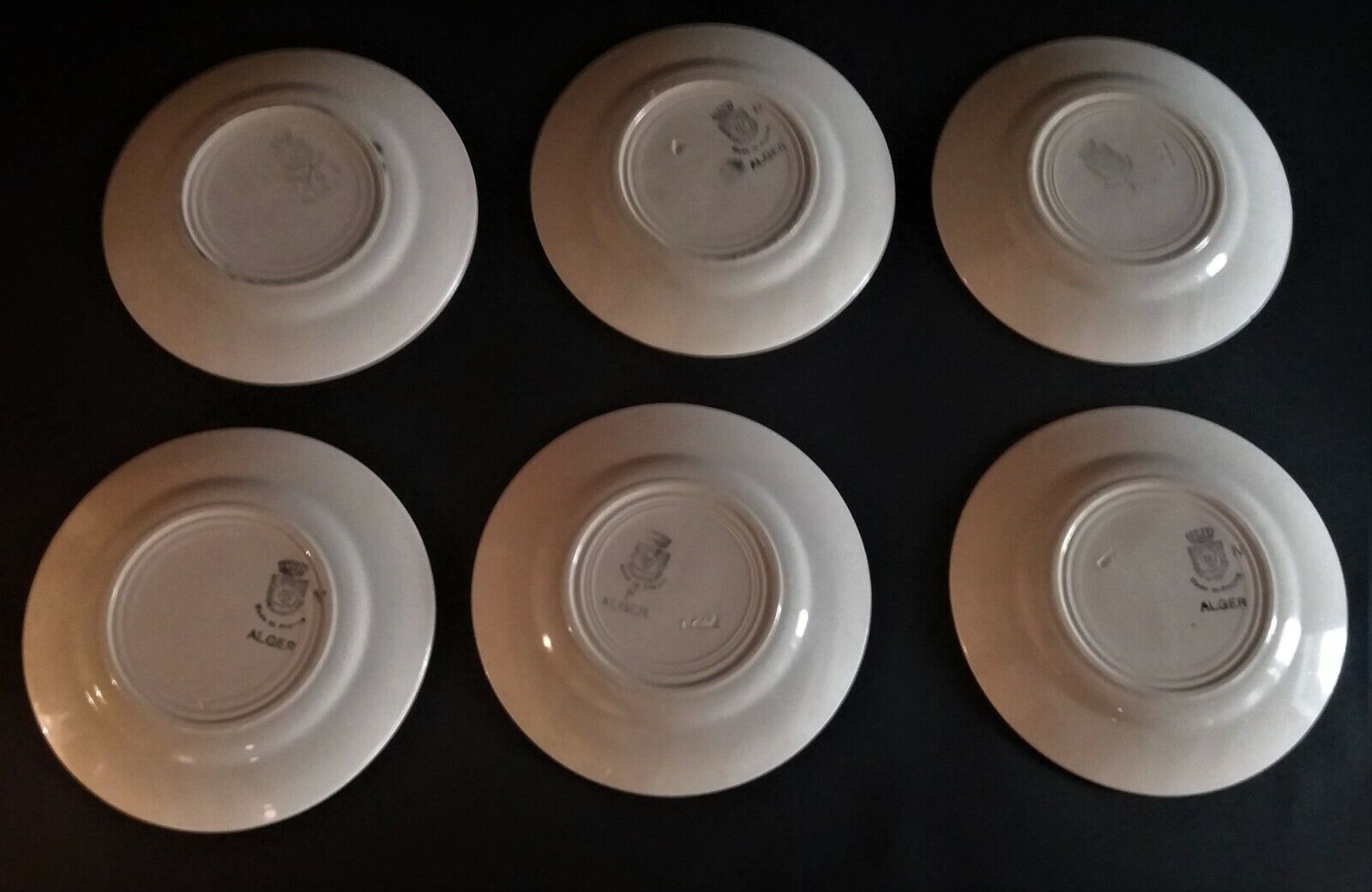 Series of six Pexonne earthenware dessert plates model Algiers