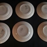 Série de six assiettes à dessert en faïence Pexonne modèle Alger