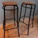 Paire de tabourets hauts Agne Stool assise bois massif et pieds acier