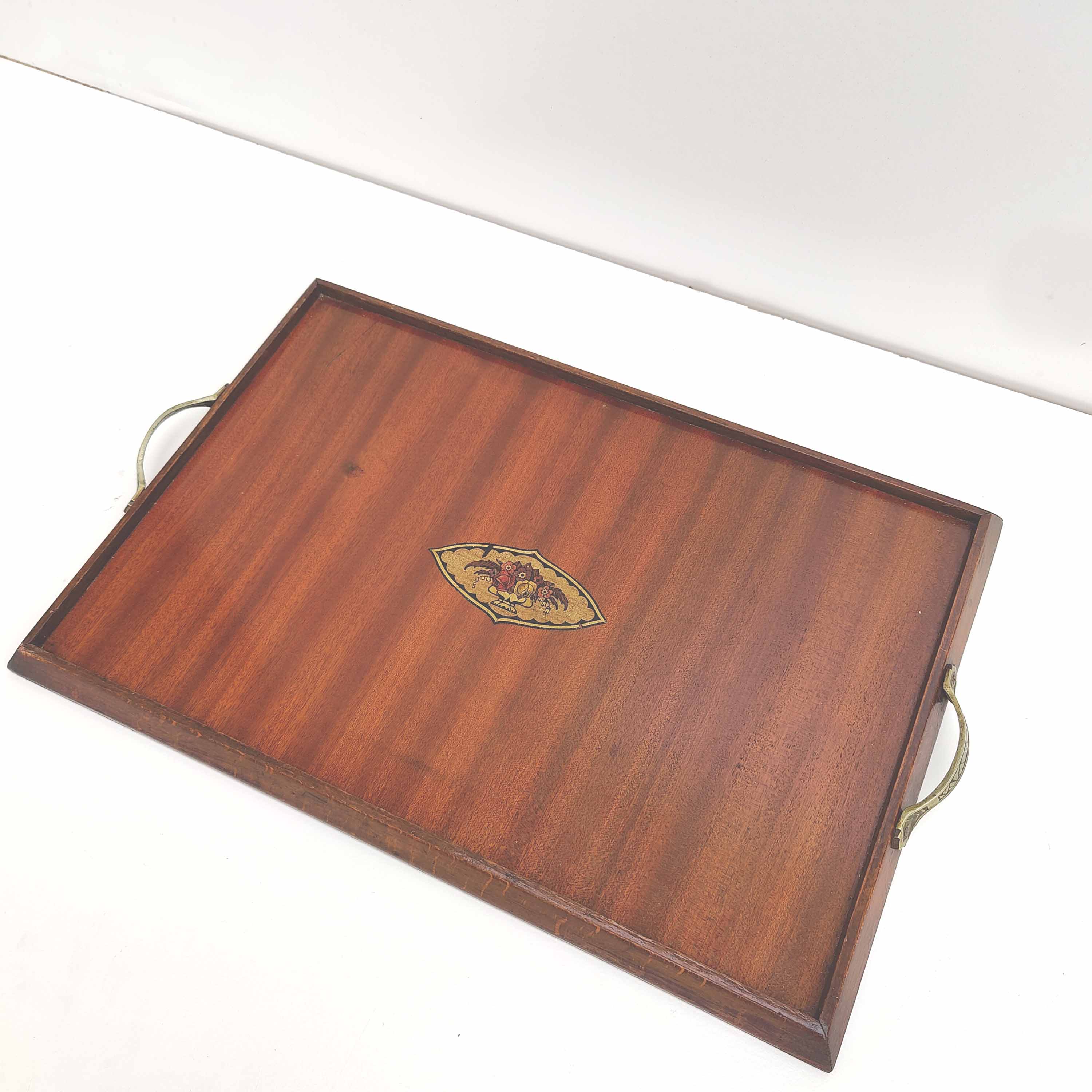 Wood and brass service tray