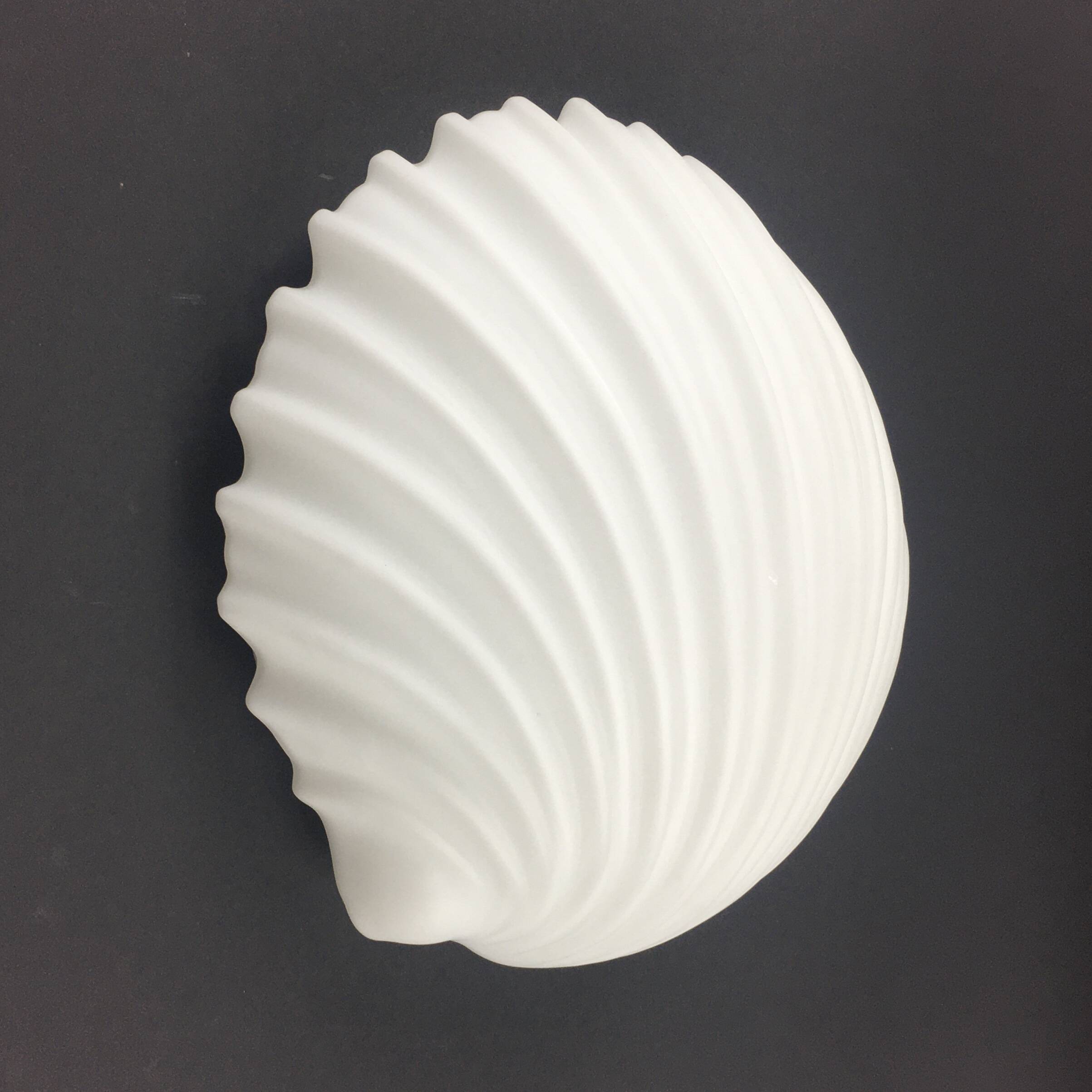 Large Minimalist Opaline Glass Shell Shaped Wall Light From Limburg, Germany, 1970s