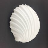 Large Minimalist Opaline Glass Shell Shaped Wall Light From Limburg, Germany, 1970s