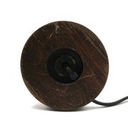 Lampe colonne en bois de Charles Dudouyt et abat-jour en raphia, années 40