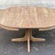 Scandinavian round extendable dining table Baumann stripped teak 1960