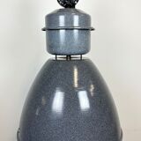 Large Grey Enamel Industrial Factory Lamp from Elektrosvit, 1960s