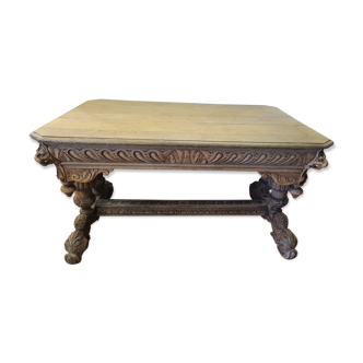 Rebirth table with oak dolphins