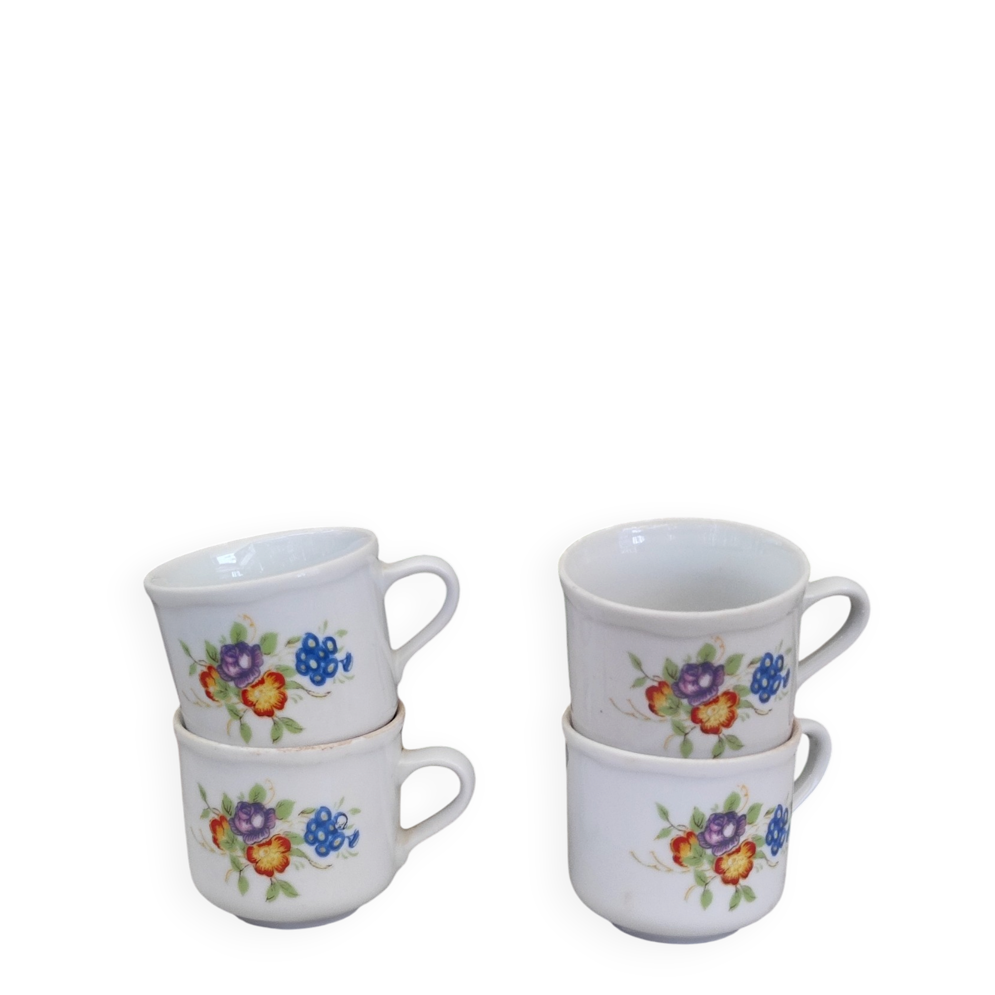 Coffee cup with floral design in porcelain