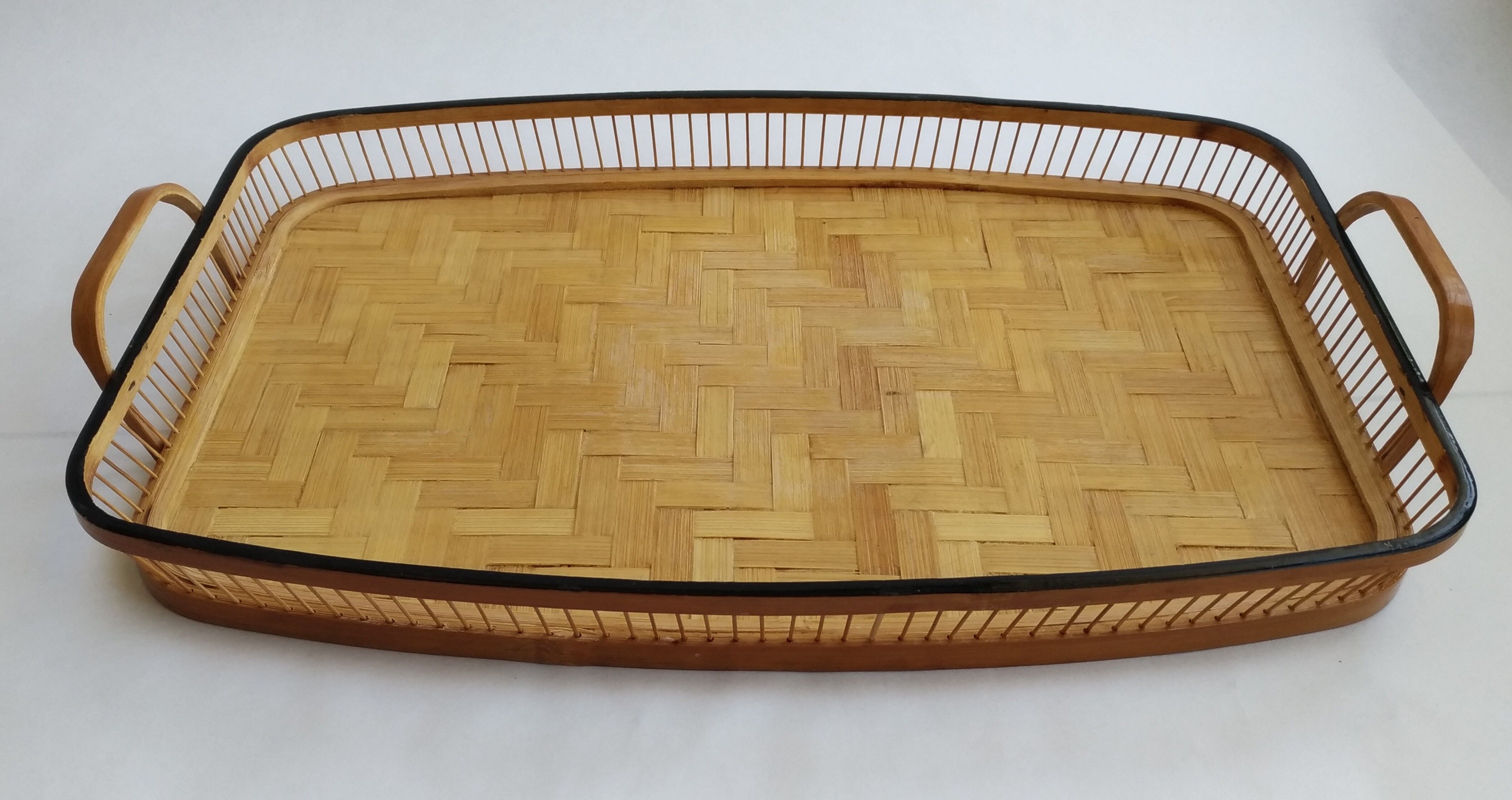 Woven bamboo tray 1960