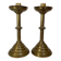 Pair of tulip foot candlesticks in brass