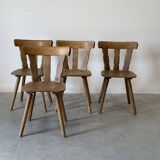 Série de 4 chaises de montagne en bois brut
