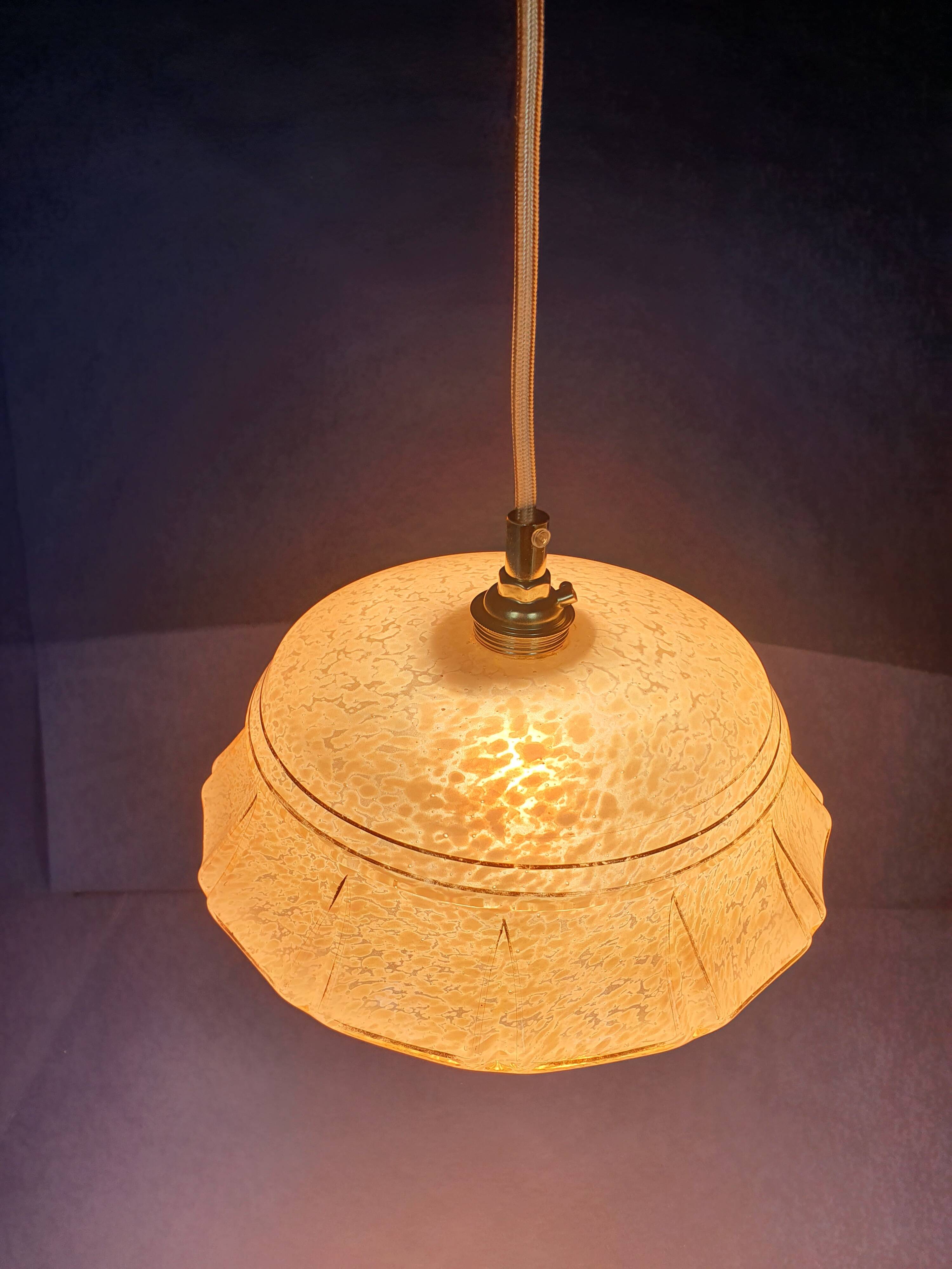 Art Deco pendant lamp from the 30s and 50s, vintage France - newly electrified