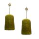 Ensemble de 2 suspensions lumineuses en verre de Murano vert olive en forme de fleur