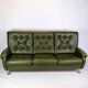 3 pers. sofa in dark green leather with chrome legs from 1970s