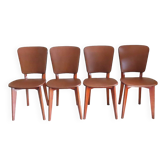 4 Scandinavian Brown Chairs 50s/60s Vintage