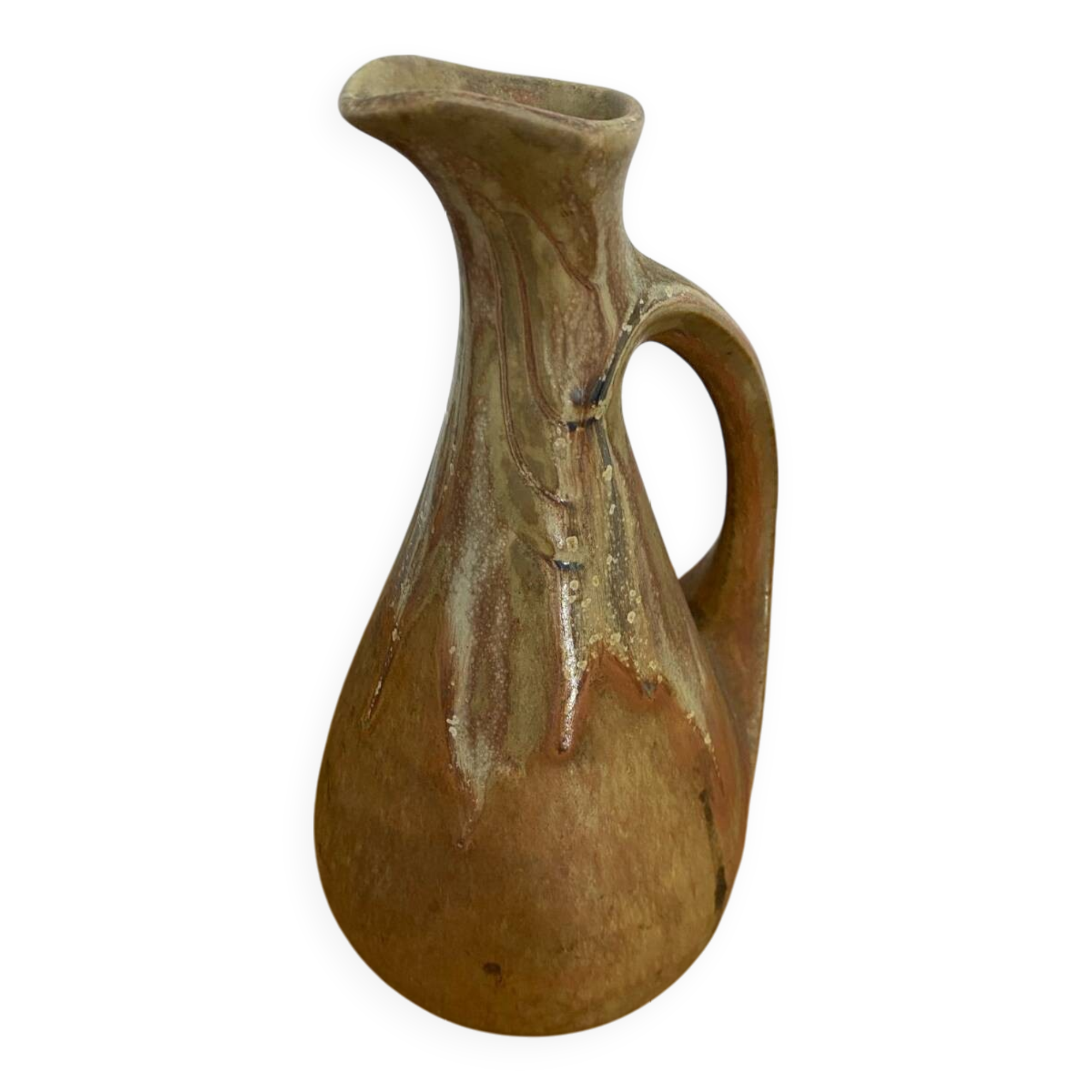 Antique denbac carafe pitcher flamed stoneware brown vintage