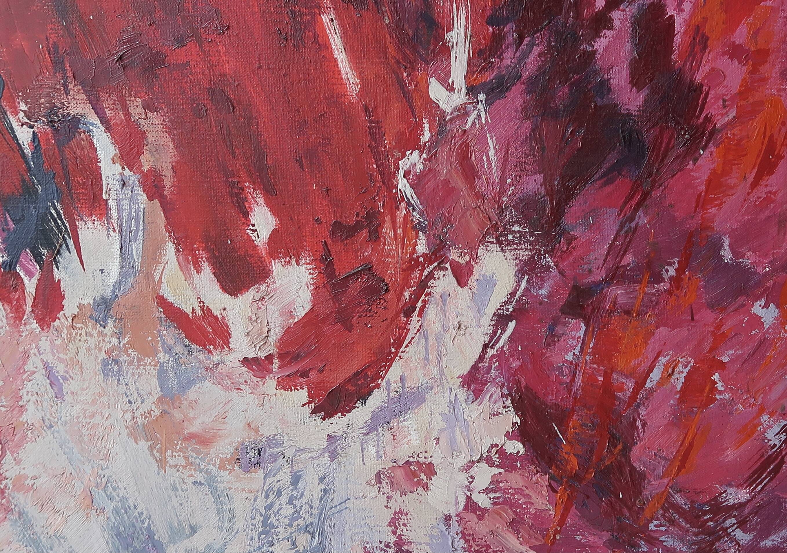 Painting, abstract painting signed Vieville, 1980s