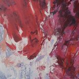 Painting, abstract painting signed Vieville, 1980s