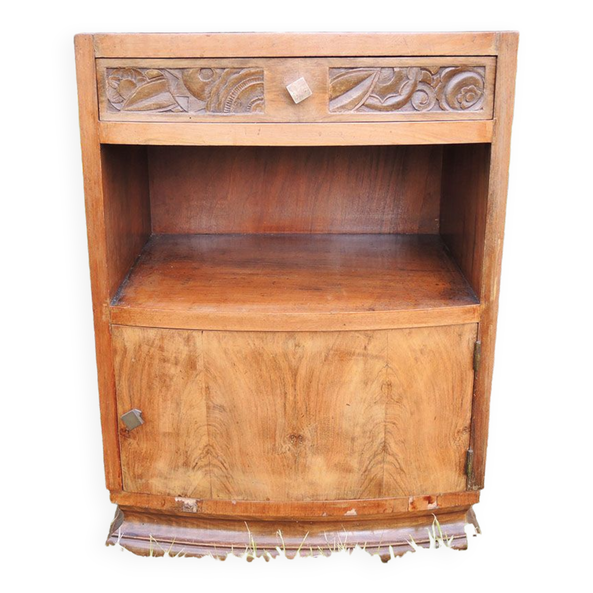 Art deco bedside table wood & marble