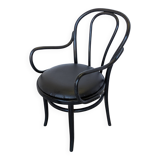 Vintage Thonet Style Dining Chair: Black Bentwood Cane Seat