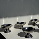 Set of 6 silver metal ice cream cups with small base D9 H5.5