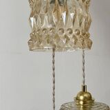 Triple antique globe pendant light in amber glass