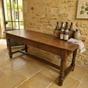 Rustic Burgundy farmhouse table from the 18th century in solid oak.