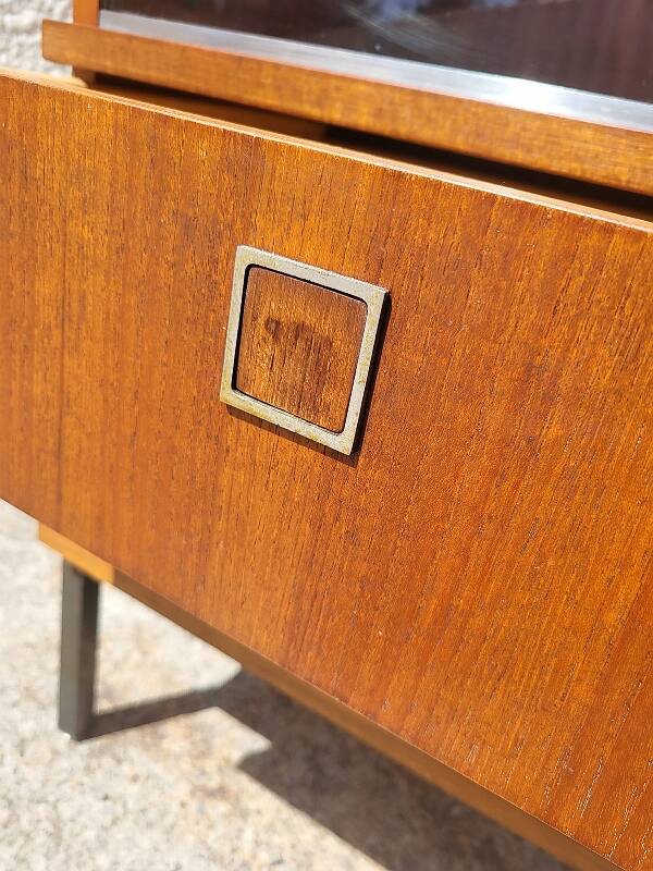 1960 vintage furniture teak plate showcase chest