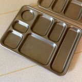 Set of two stainless steel dining trays