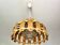 Scandinavian pendant light with wood veneer and bubble glass, 1970
