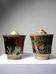 A pair of vintage stoneware pots from the 80s-90s with a Japanese style, signed handmade pottery.