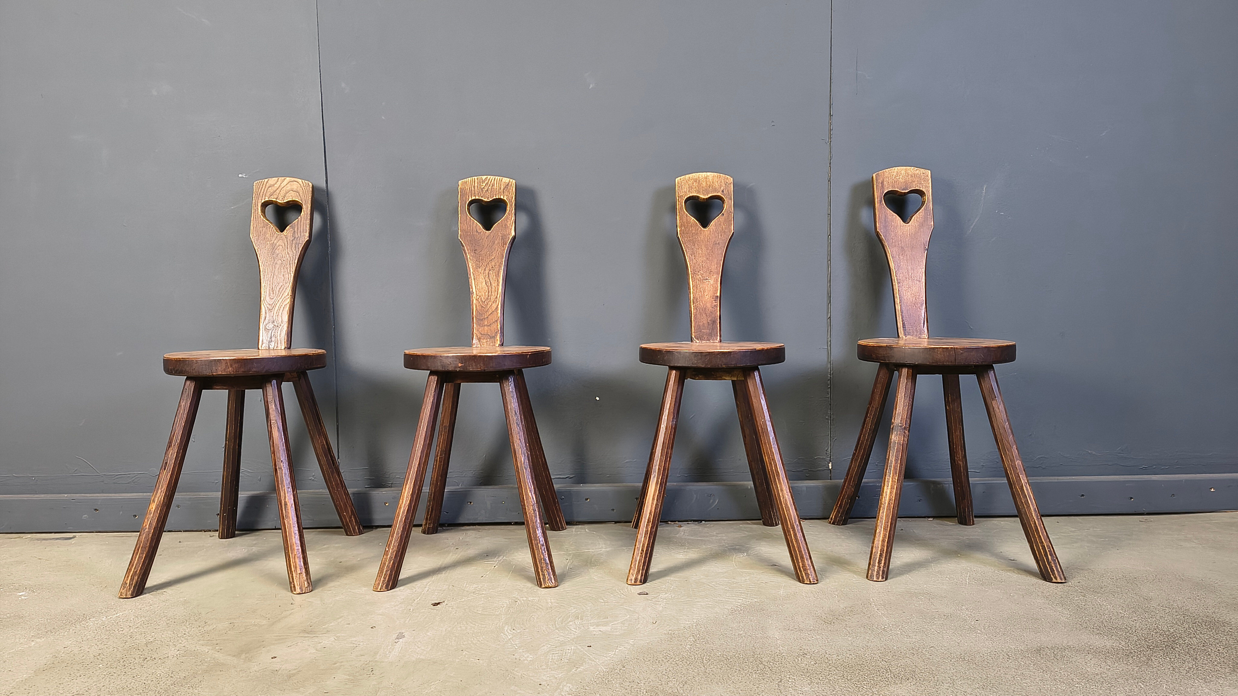 Vintage brutalist heart shaped chairs, 1960s
