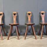 Vintage brutalist heart shaped chairs, 1960s