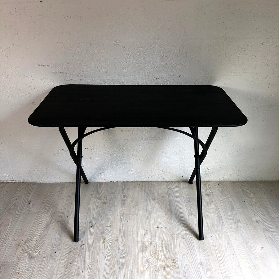 60 ' s folding vintage garden table in black metal