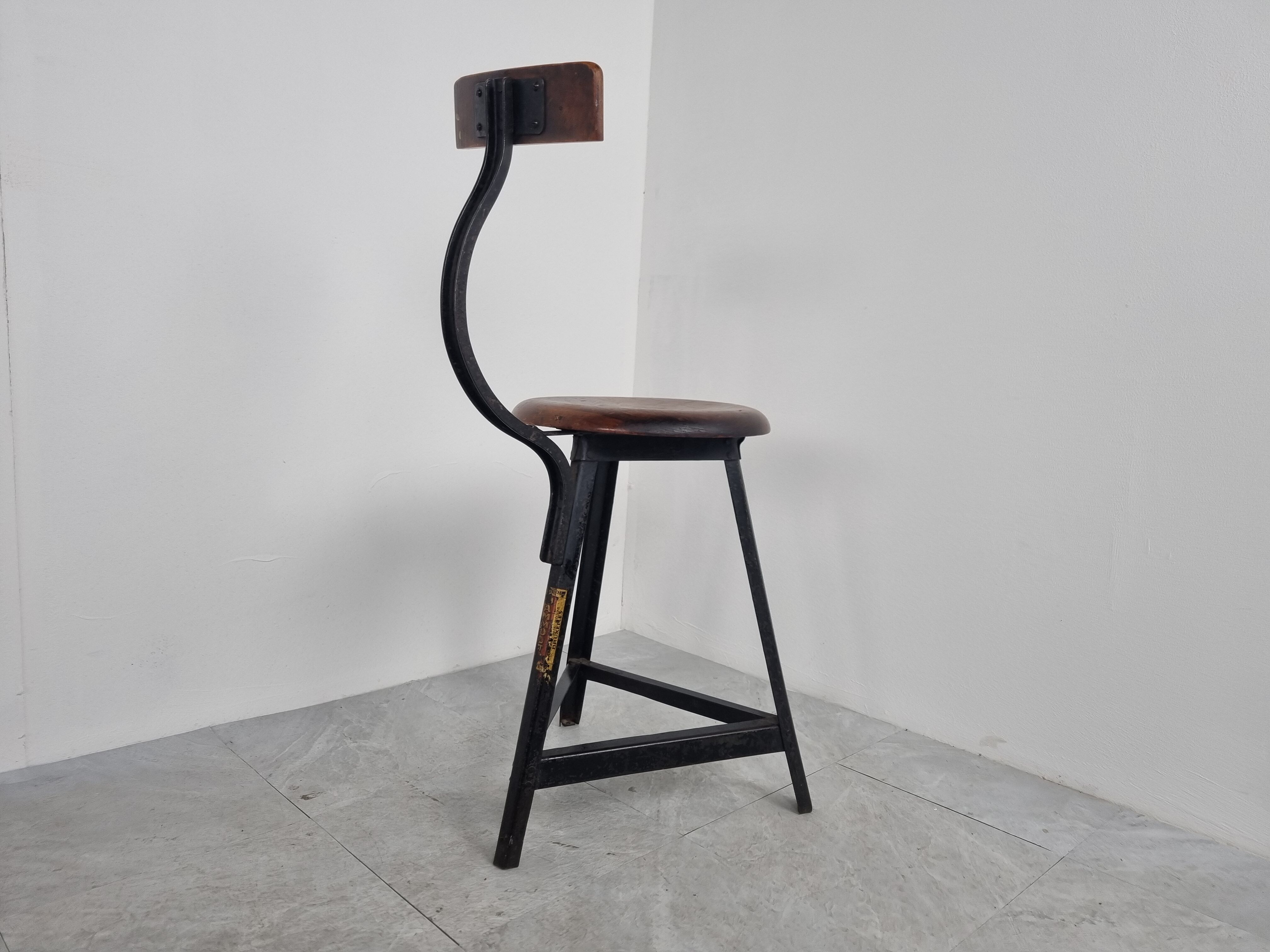 Vintage industrial stool, 1950s