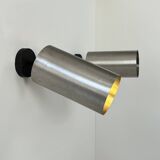 Pair of adjustable vintage wall lights, brushed metal, France, 1970.