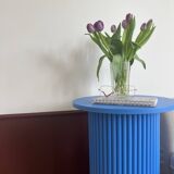 round and fluted side table in blue
