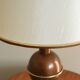 Lampe marron et dorée en métal, abat jour beige, années 70