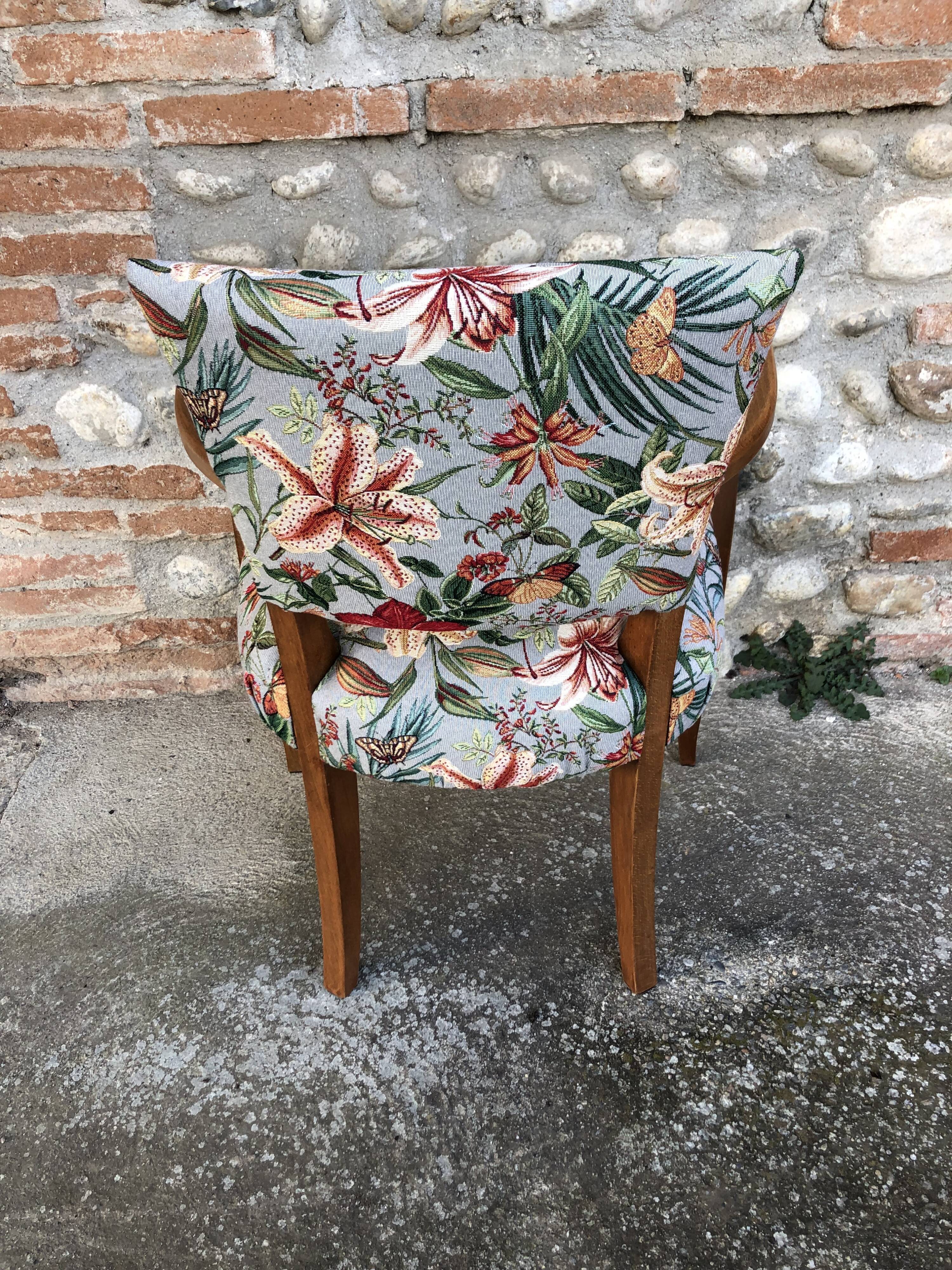 Reupholstered art deco armchair
