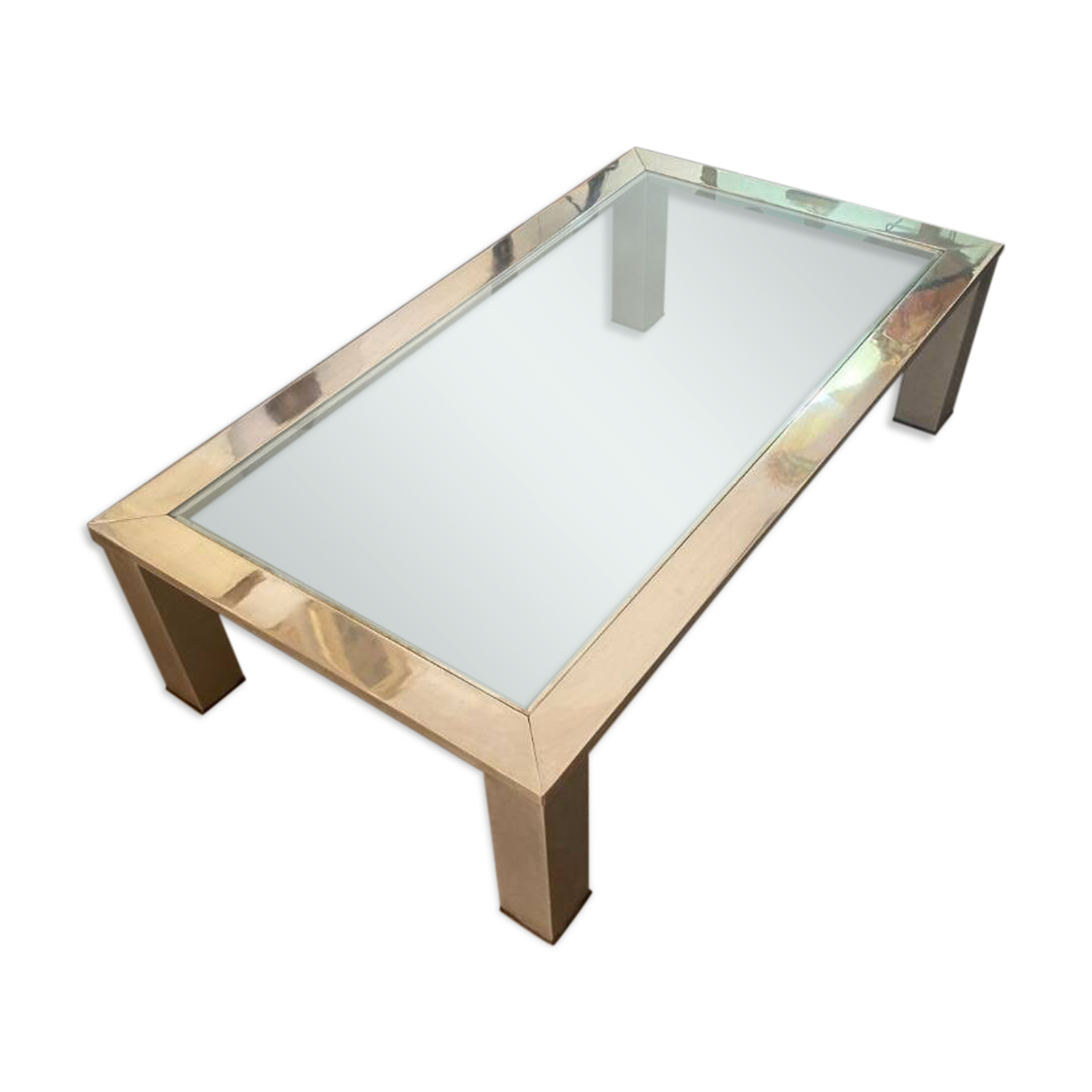 Coffee table - steel and glass - france - 1970 - 20th century