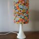 vintage white metal lamp, 70's flower power style shade