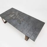 Table basse brutaliste signée à la main par Pia Manu, années 1960