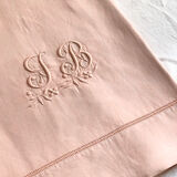 Antique sheet in pure washed linen tinted in morning pink