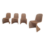 Set of four rattan S-chairs