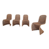 Ensemble de quatre chaises S en rotin